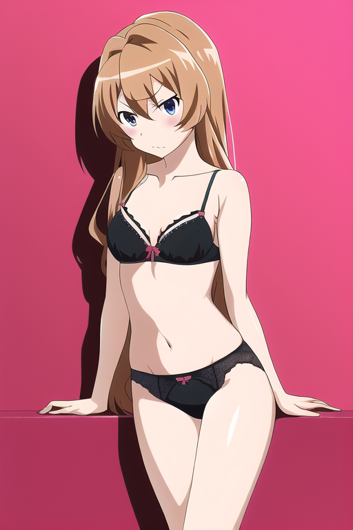 ai_generated aisaka_taiga bra lace lace-trimmed_panties lingerie nai_diffusion panties stable_diffusion toradora!