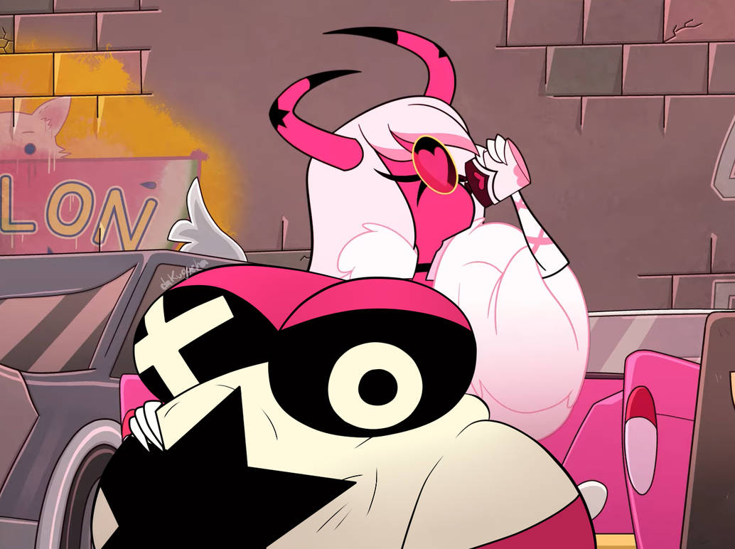 breasts, dakugachavore, demon, digestion, drinking, female, helluva boss, horns, multiple prey, post-vore, succubus, verosika mayday (helluva boss), vore