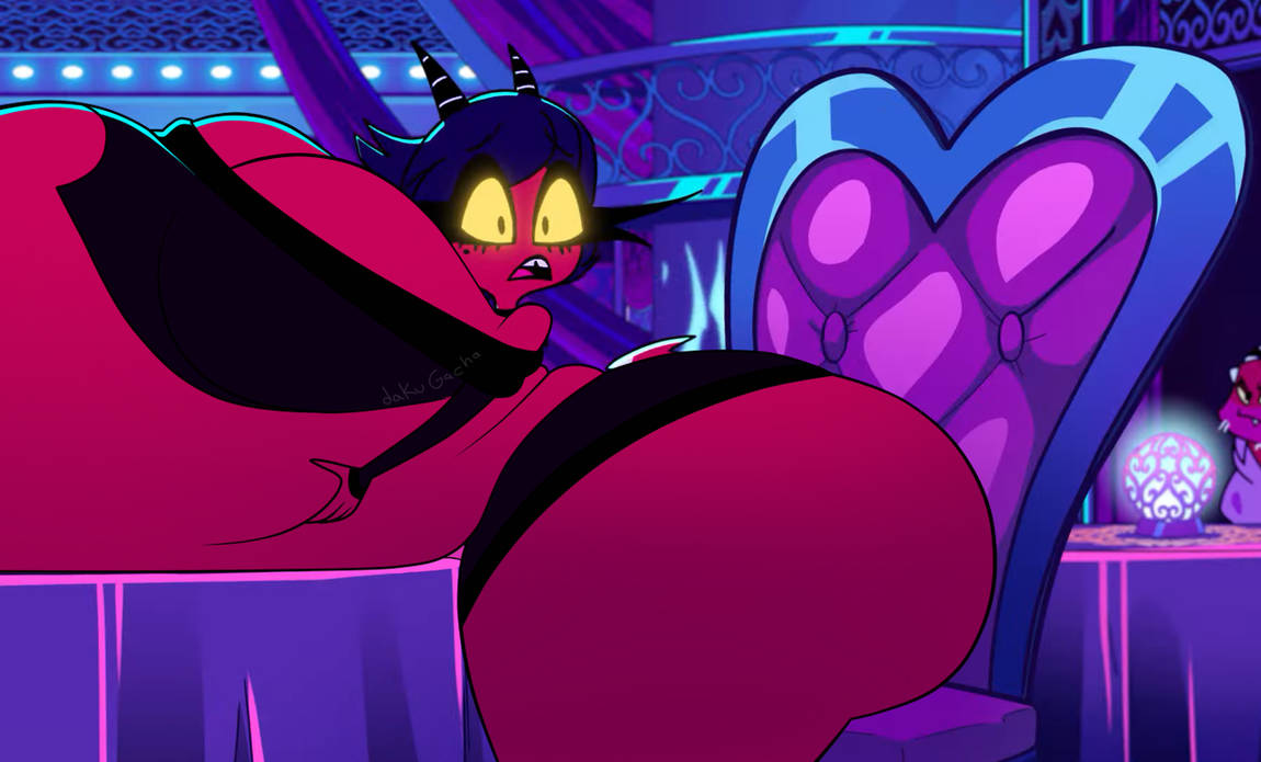 ass dakugachavore demon demon_girl digestion helluva_boss huge_ass mass_vore millie_(helluva_boss) post_vore red_skin screencap screenshot screenshot_edit vore yellow_eyes