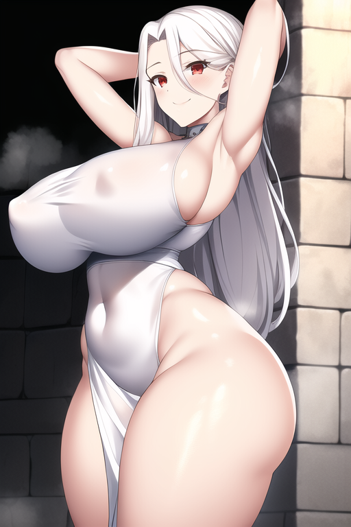 1girls ai_generated alternate_breast_size armpits arms_up blush breasts fate/grand_order fate/kaleid_liner_prisma_illya fate/zero fate_(series) female hips huge_breasts irisviel_von_einzbern long_hair looking_at_viewer mature_female milf mommy mother nai_diffusion red_eyes slim_waist smile stable_diffusion thick_thighs thighs white_hair wide_hips