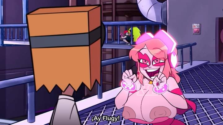 accurate_art_style axxxolartz big_breasts breasts edit edited edited_screencap excited female horny huge_breasts looking_at_another looking_pleasured male miss_heed_(villainous) nipples pink_eyes pink_hair pink_skin provocative screencap screenshot screenshot_edit villainous