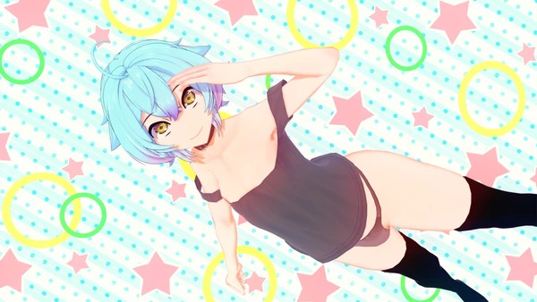 black_panties blue_hair femboy indie_virtual_youtuber linechu panties thighhighs virtual_youtuber