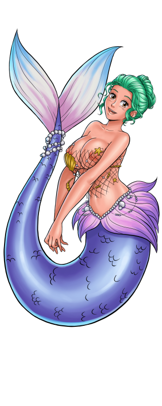 1girls alpha_channel breasts brown_eyes cora_(harem_heroes) female female_only green_hair harem_heroes lusty_mermaid_cora_(harem_heroes) mermaid mermaid_tail nipples only_female open_mouth png purple_tail smile solo solo_female solo_focus transparent_background