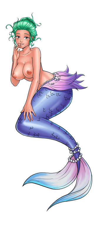 1girls alpha_channel breasts brown_eyes cora_(harem_heroes) female female_only green_hair harem_heroes lusty_mermaid_cora_(harem_heroes) mermaid mermaid_tail nipples only_female open_mouth png purple_tail solo solo_female solo_focus topless transparent_background