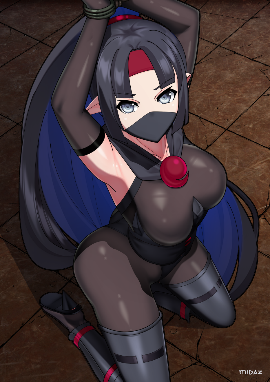 armpits bound_wrists breasts disgaea disgaea_rpg facemask handsofmidaz kagemaru kunoichi large_breasts nippon_ichi_software thighs tight_clothing yukimaru