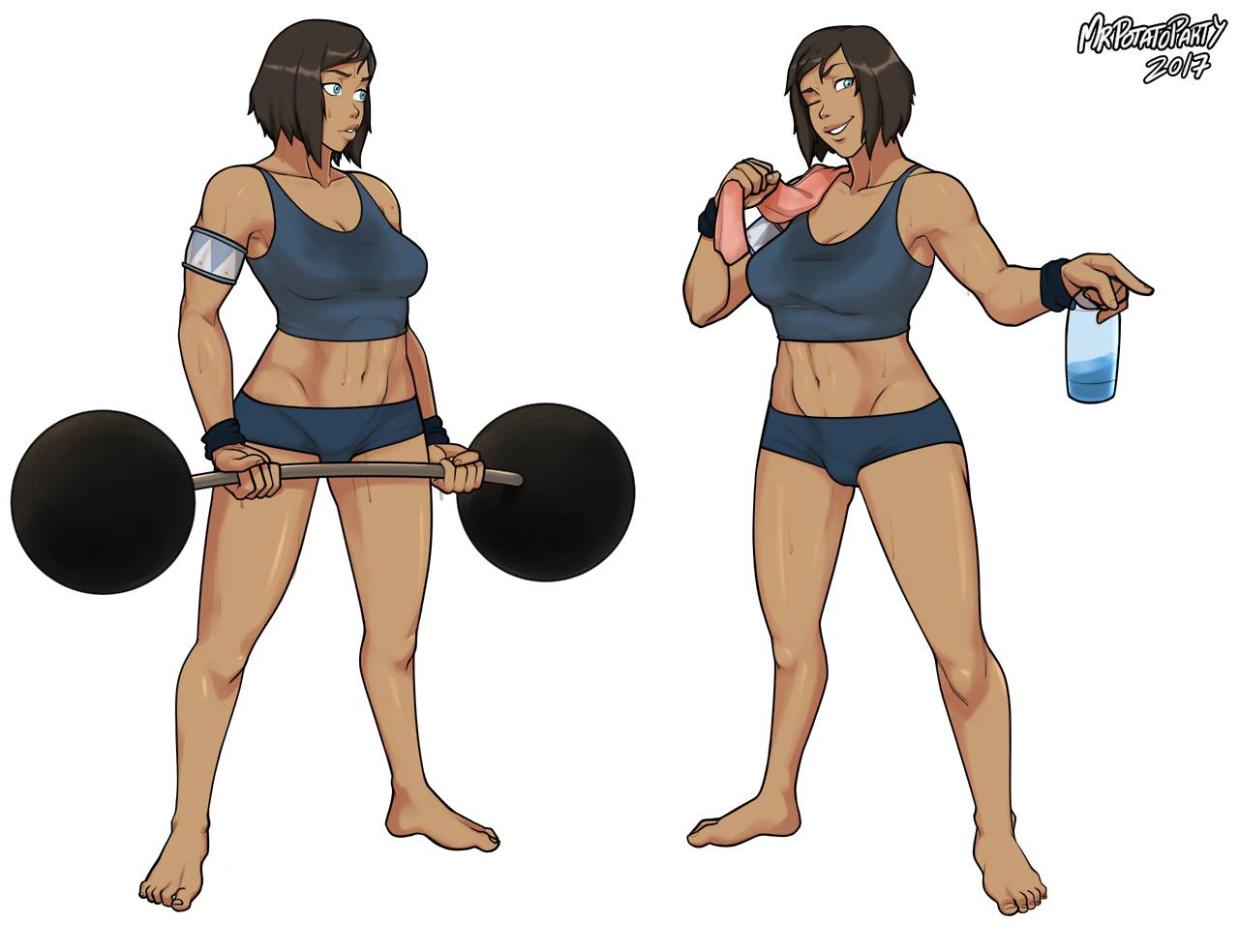 1girls 2017 abs alternate_universe armband artist_name athletic_female avatar_legends barbell barefoot bisexual bisexual_female bob_cut boyshorts clothing confident dark-skinned_female dark_hair dark_skin female female_focus female_only female_protagonist fit_female full_body grin gym_shorts gym_uniform korra looking_at_viewer medium_breasts mrpotatoparty muscular_female panties short_hair simple_background smile smiling_at_viewer smooth_skin smug solo solo_female solo_focus sports_bra standing sweatdrop sweaty the_avatar the_legend_of_korra tomboy toned towel towel_on_shoulder tumblr water water_bottle water_tribe weightlifting white_background wink winking working_out workout_clothes