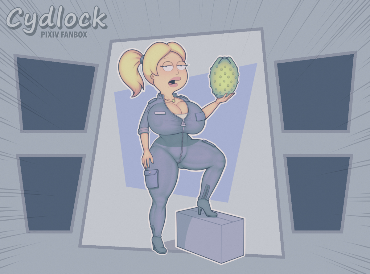 alien, american dad, breasts, cydlock, egg, female, francine smith, huge breasts, parody, thigh clothes