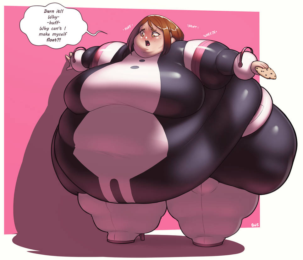 1girls, bbw, better with salt, big belly, big breasts, breasts, brown hair, fat, female, female only, hero outfit (mha), huge belly, hyper fat, large belly, morbidly obese, my hero academia, obese, obese female, ochako uraraka, overweight, overweight female, ssbbw