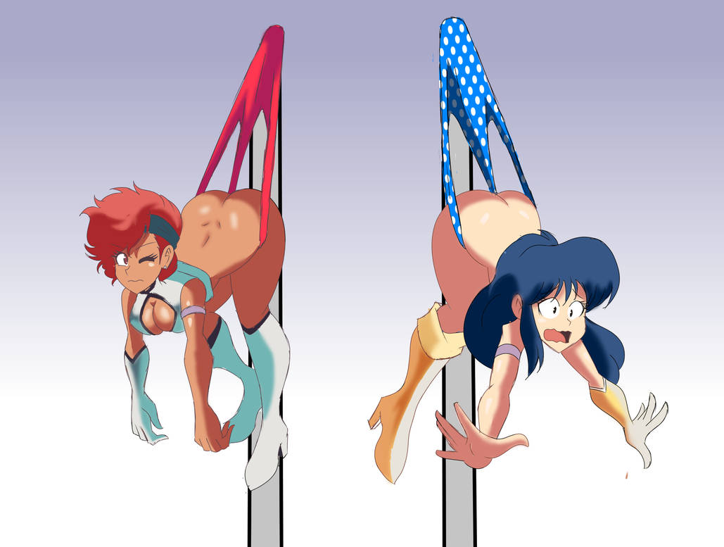 2girls dirty_pair female female_only hanging_wedgie imsomethingradical kei_(dirty_pair) multiple_girls not_a_fan panties pantsed tagme totem_pole wedgie yuri_(dirty_pair)