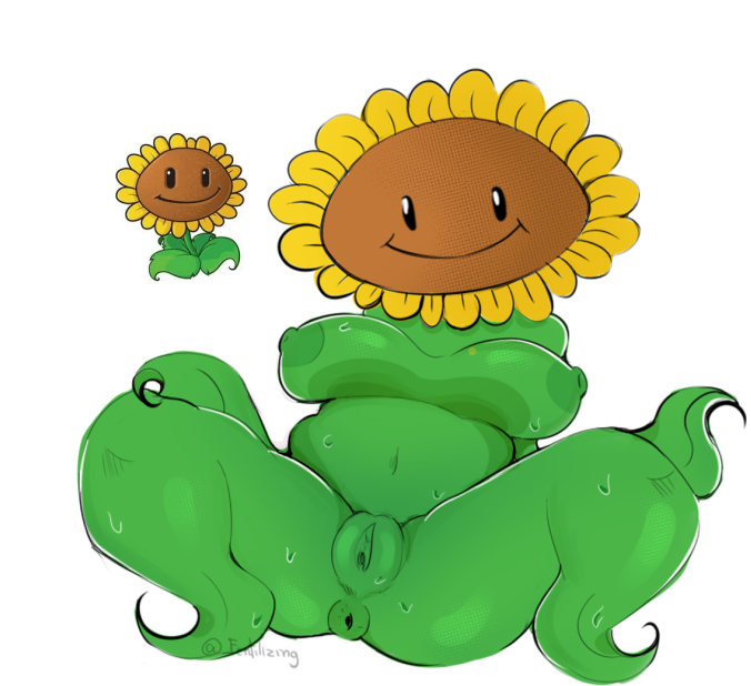 anus breasts fertilizing_(artist) green_body green_skin looking_at_viewer naked nipples plantie plants_vs_zombies pussy sunflower sunflower_(pvz)