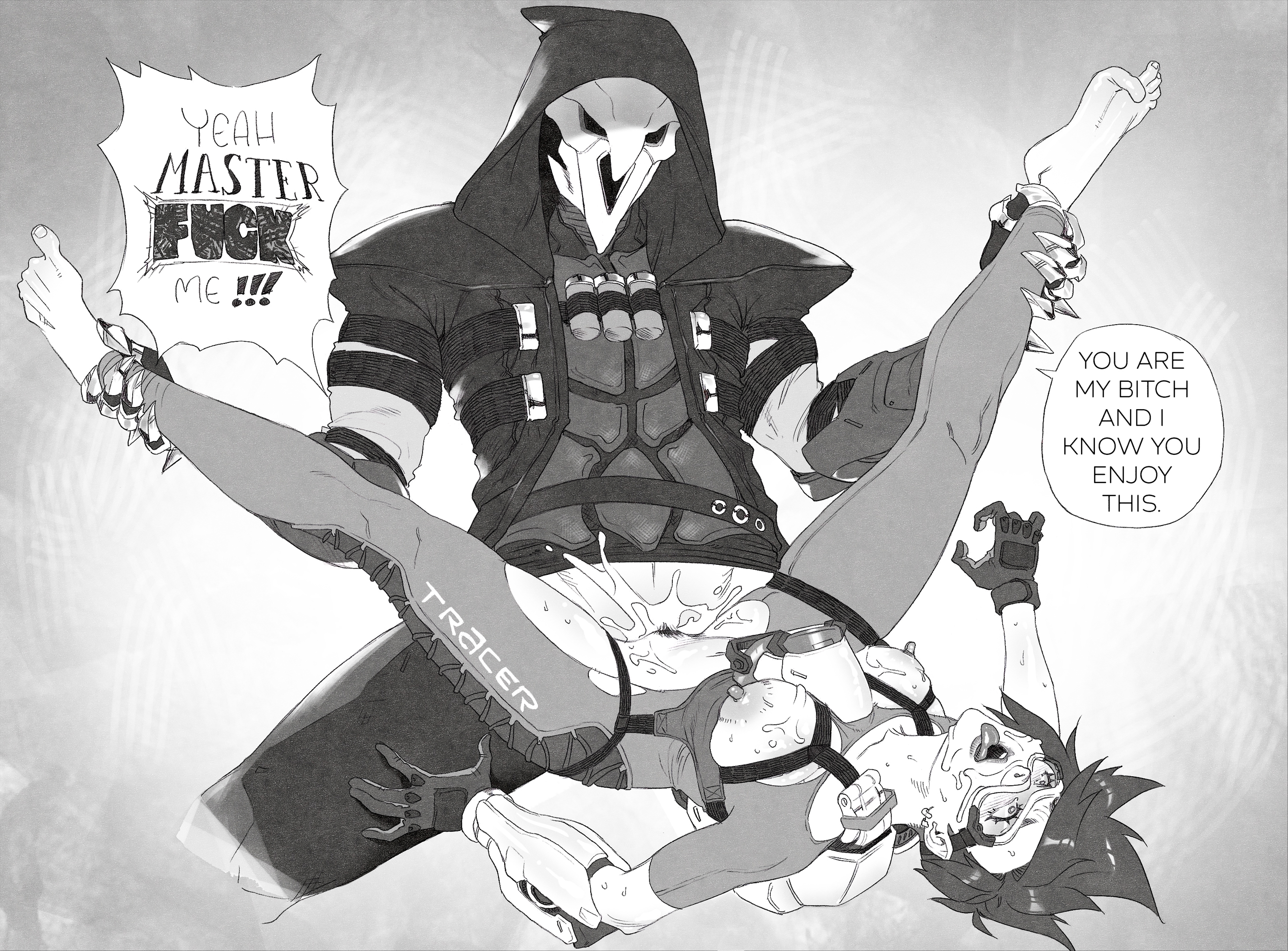 1boy, 1girls, balls, balls deep, blush, british, chronal accelerator, cum in pussy, cumshot, feet, female, gloves, karasuh, male, orgasm, overwatch, pussy, reaper, ripped clothing, sex, straight, tearing clothes, tears, tongue, tongue out, tracer, wide spread legs