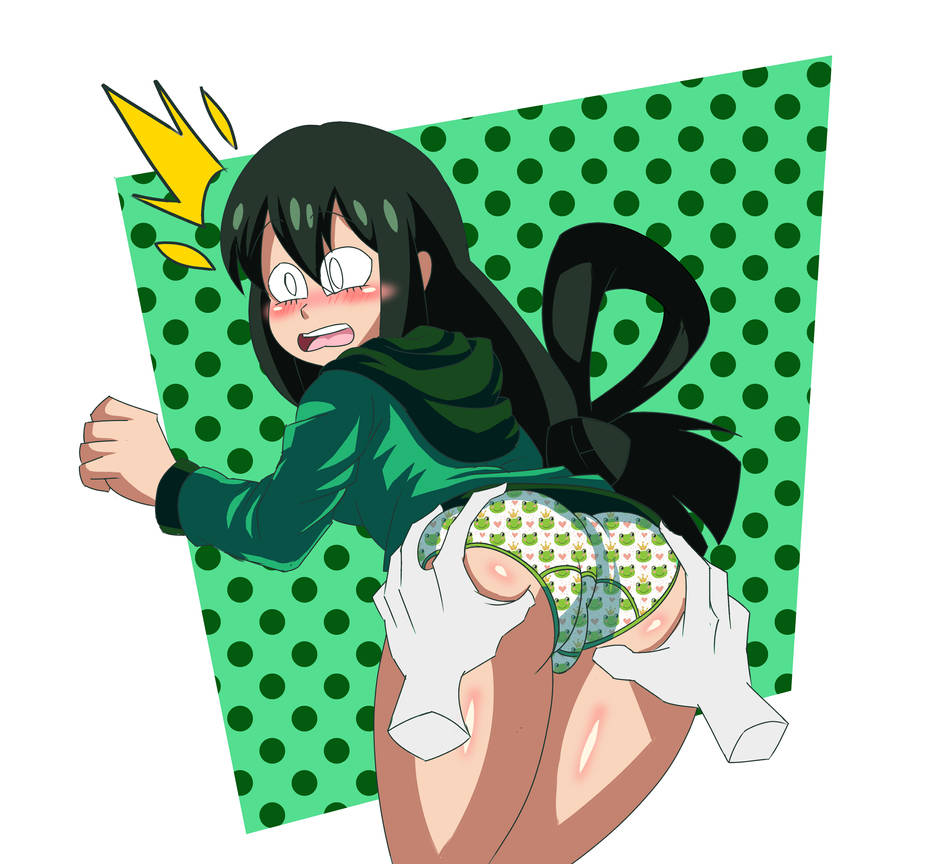 ass ass_grab bending_over embarrassed female floating_hands froppy imsomethingradical my_hero_academia no_pants panties shocked tagme tsuyu_asui underwear