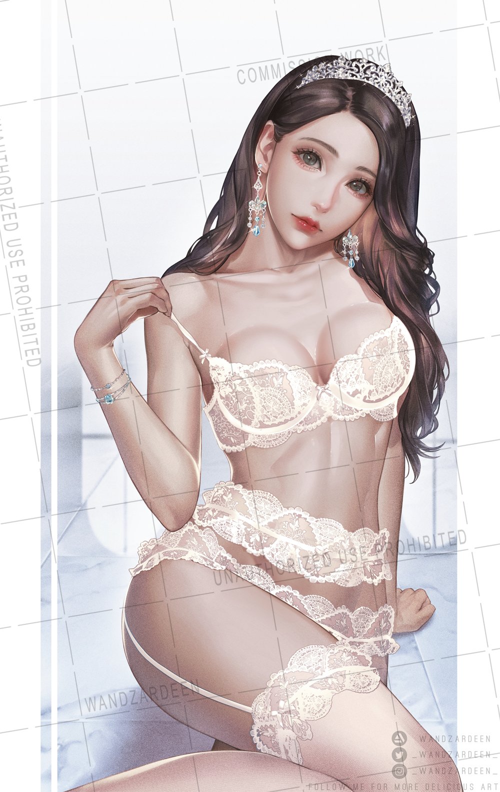 asian asian_female big_breasts female female_only light-skinned_female lingerie original original_character stockings wandzardeen