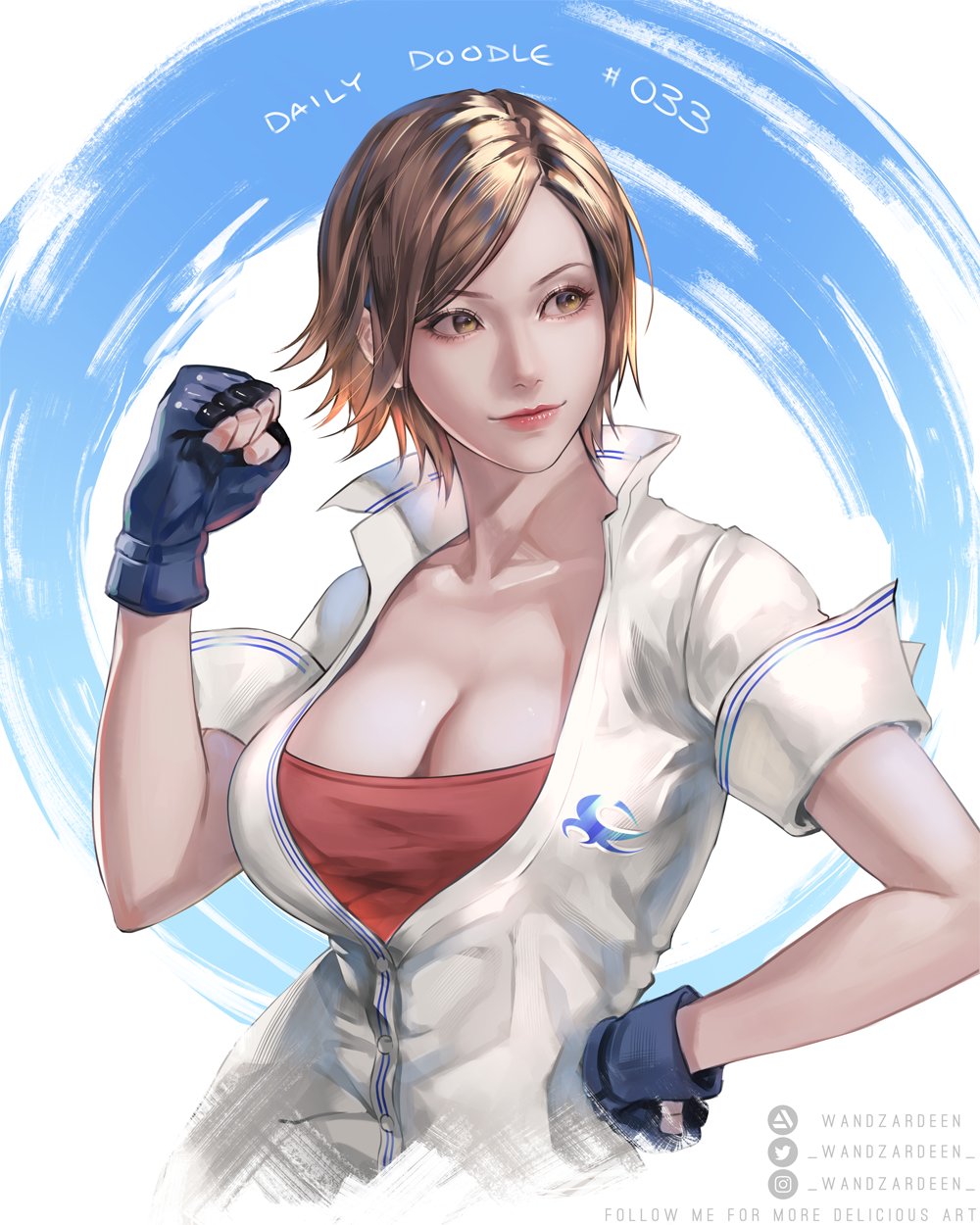 1girls big_breasts cleavage female female_only kazama_asuka light-skinned_female tekken wandzardeen