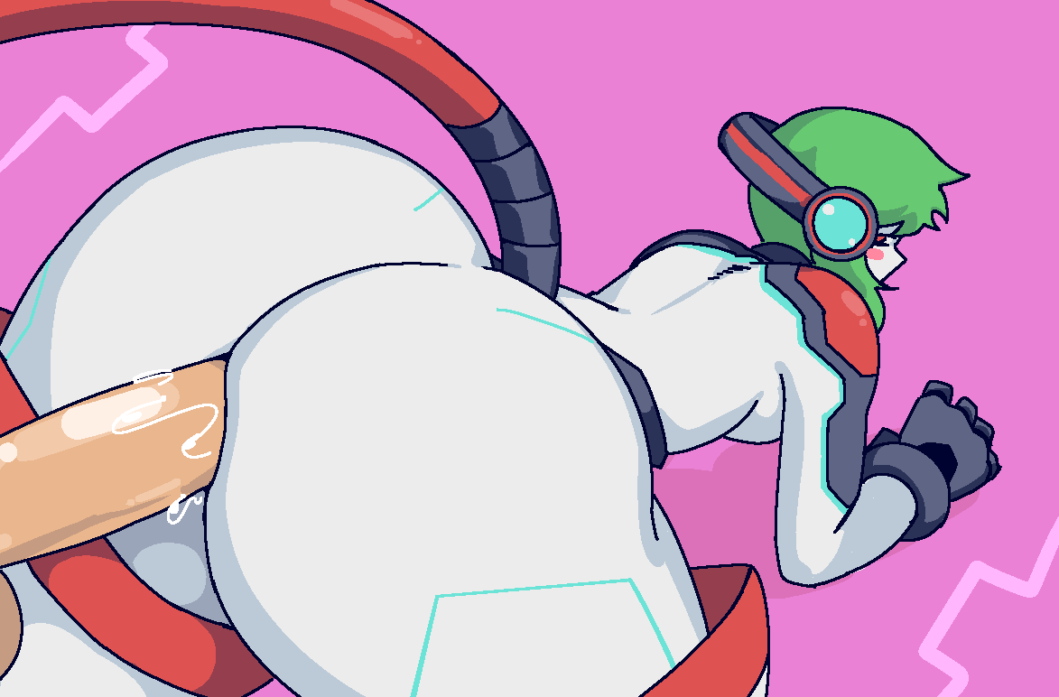 anal anal_sex big_ass blade_strangers bottom_heavy disembodied_penis green_hair huge_ass lina_(blade_strangers) pale-skinned_female red_eyes robot_girl royalmilk20 tagme thick_ass