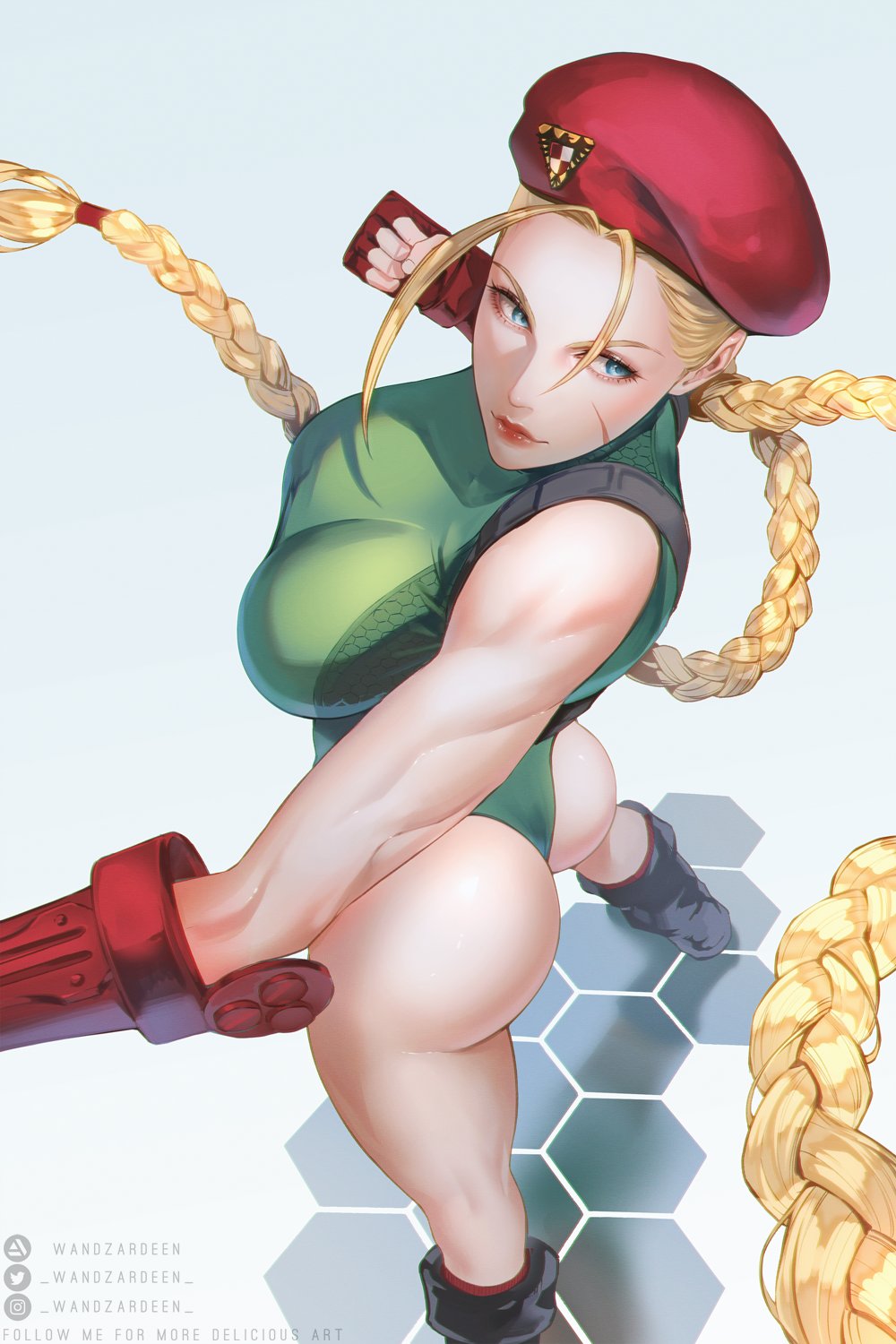 1girls ass ass_focus big_ass blonde_hair bubble_ass bubble_butt cammy_white female female_only high-angle_view leotard street_fighter street_fighter_v thong_leotard wandzardeen