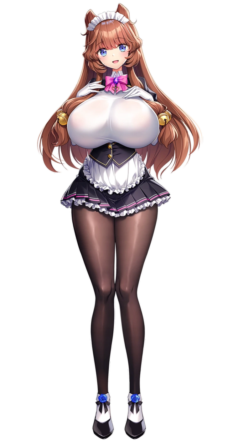 1girls abel_howlicia bells big_breasts blue_eyes breasts cat_ears derauea female full_body huge_breasts large_breasts long_hair looking_at_viewer maid maid_outfit maid_uniform milk_factory motto!_haramase!_honoo_no_oppai_isekai_oppai_meido_gakuen! official_art pantyhose png smiling_at_viewer solo transparent_background