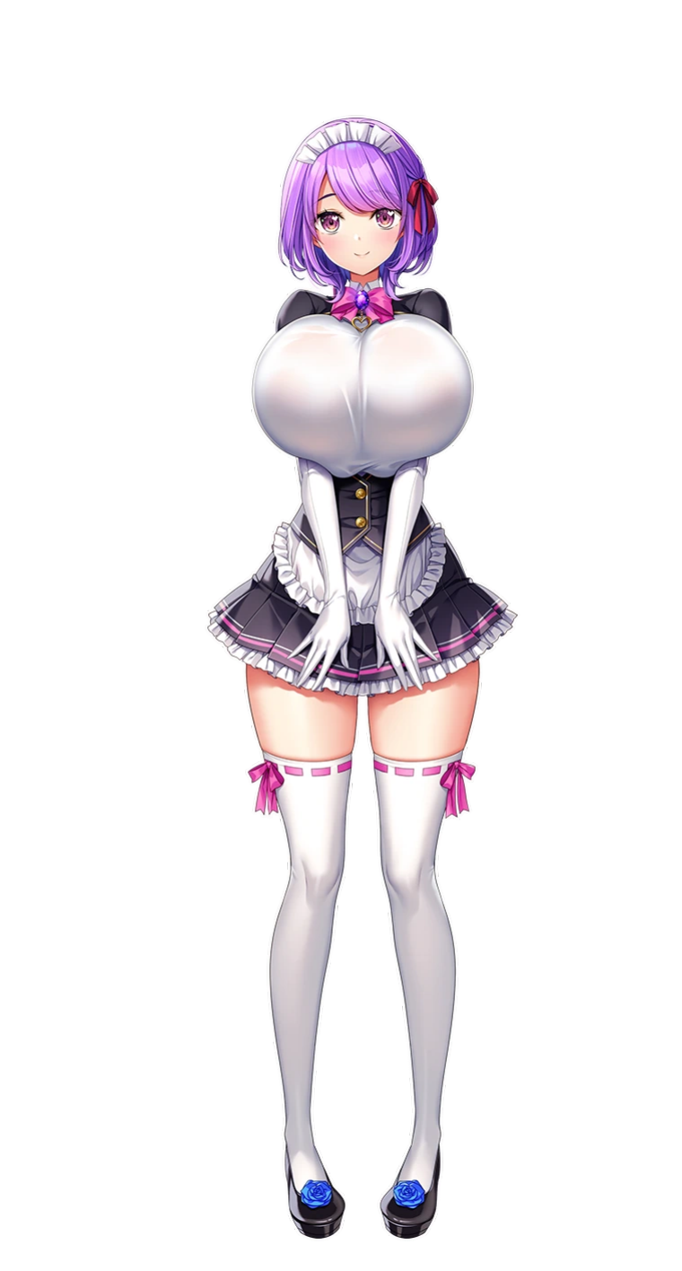 1girls big_breasts blue_hair breasts derauea female full_body game_cg huge_breasts large_breasts liliera_loveknot looking_at_viewer maid maid_outfit maid_uniform milk_factory motto!_haramase!_honoo_no_oppai_isekai_oppai_meido_gakuen! official_art pushing_breasts_together short_hair smile smiling smiling_at_viewer solo stockings succubus transparent_background