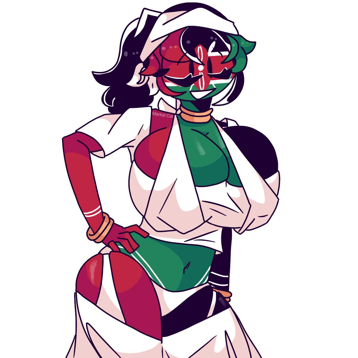 1girls big_breasts countryhumans countryhumans_girl jeweler kenya_(countryhumans) markai_cat