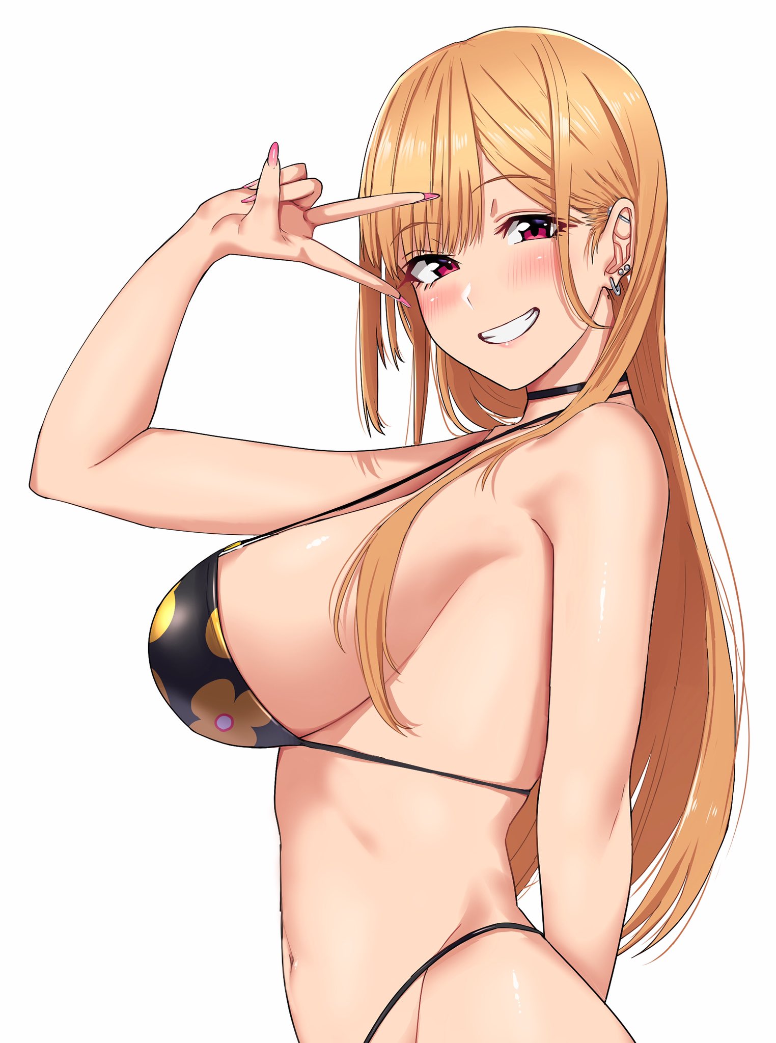 1girls, 2022, blonde hair, bouhatei (t-back), curvy, curvy figure, female, kitagawa marin, long hair, looking at viewer, seductive smile, smiling at viewer, sono bisque doll wa koi wo suru, tagme