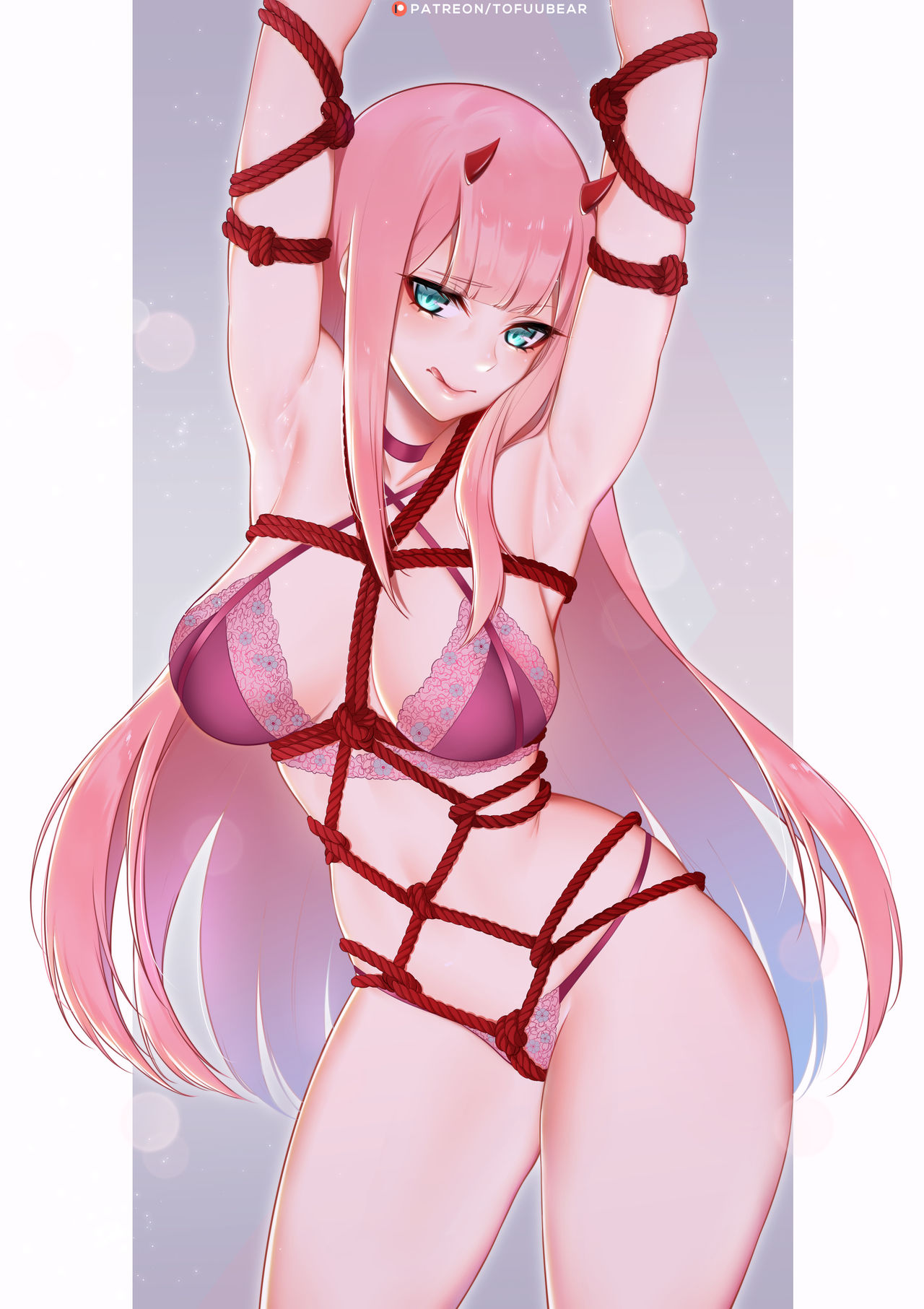 1girls, big breasts, bondage, breasts, darling in the franxx, female, female only, solo, tagme, tofuubear, zero two (darling in the franxx)
