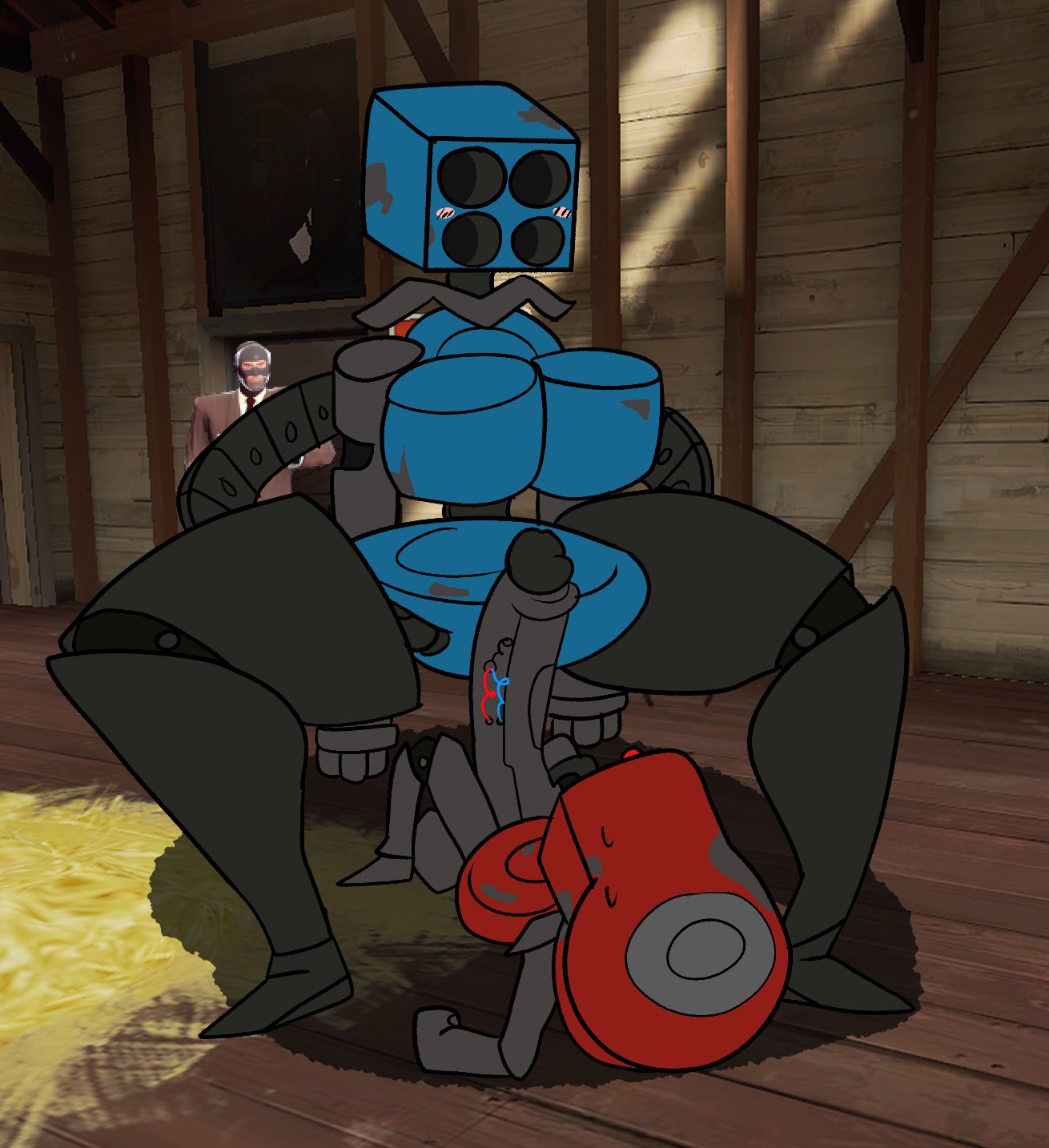 big_breasts big_penis breasts dezmine21 female huge_cock larger_female penis robot sentry sentry_(team_fortress_2) sentry_turret sex smaller_male tagme team_fortress_2