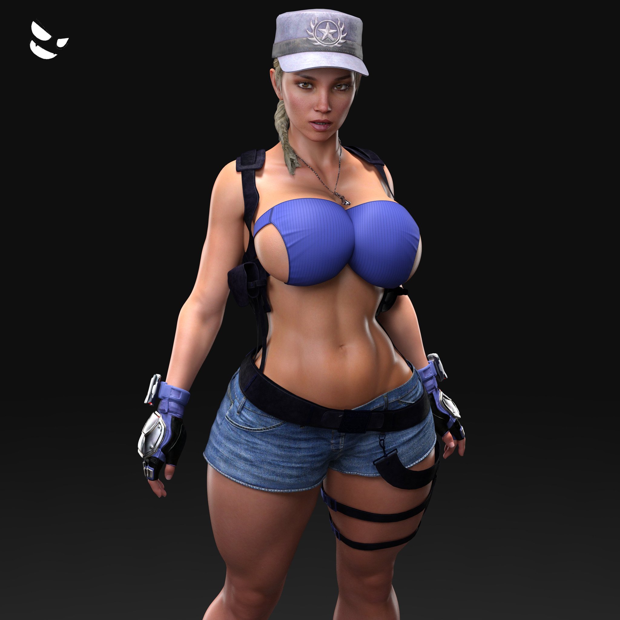 1girls, 3d, abs, big breasts, blonde hair, breasts, cleavage, female, female only, fit, fit female, gm studios, light skin, light-skinned female, mature female, midriff, milf, mortal kombat, mortal kombat 11, short shorts, shorts, solo, sonya blade, thick thighs, wide hips