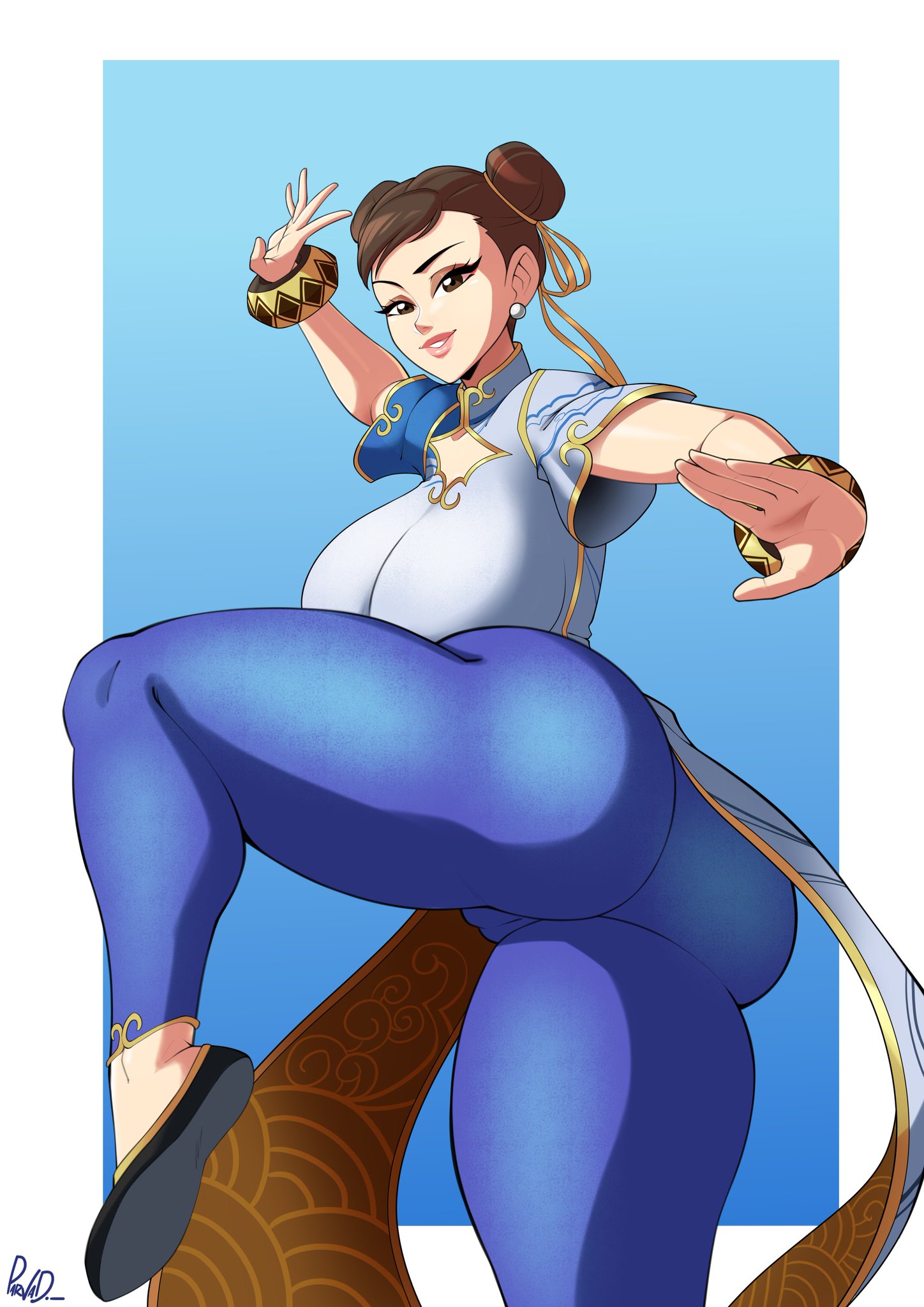 1girls, ass, back view, big ass, big breasts, big butt, breasts, bubble ass, bubble butt, capcom, chun-li, female, female only, fully clothed, parvad, posing, solo, street fighter, street fighter 6, thick ass, thick thighs