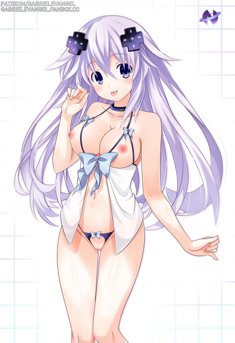 adult_neptune babydoll breasts choujigen_game_neptune gabriel_evangel highres image_sample large_breasts lingerie long_hair neptunia_(series) nipples non-web_source pixiv_sample underwear