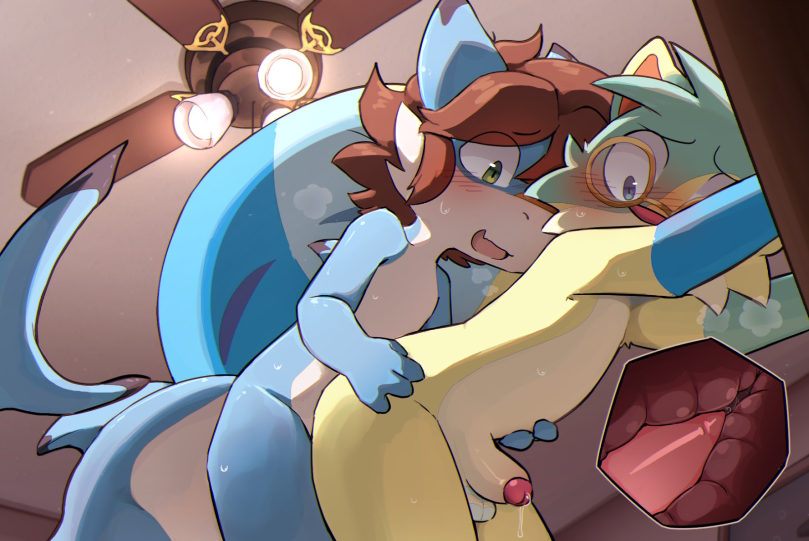 anal, anal insertion, anal sex, anthro, blush, cub, humanoid penis, internal view, male, male cub, male only, male penetrated, male penetrating, male penetrating male, male/male, penis, penis in ass, retro the squirrel (areretroshsl), shark, shark tail, squirrel, tapering penis, tundra (tundra shark), young, younger penetrated, younger penetrating