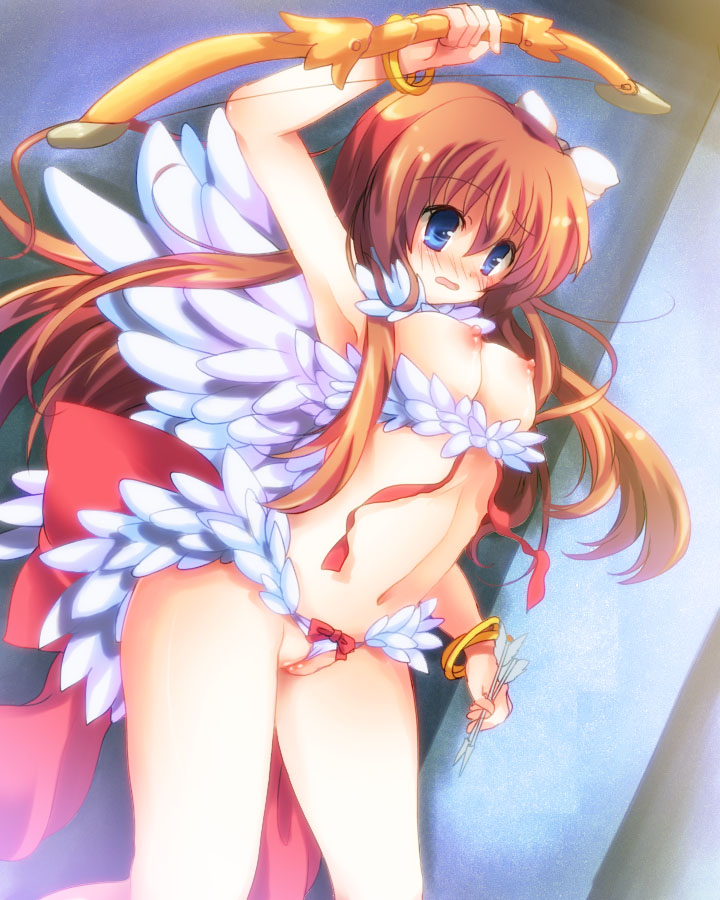 angel angel_wings arrow blush bow bow_(weapon) breasts cameltoe large_breasts nipples ragnarok_online wanderer weapon wings