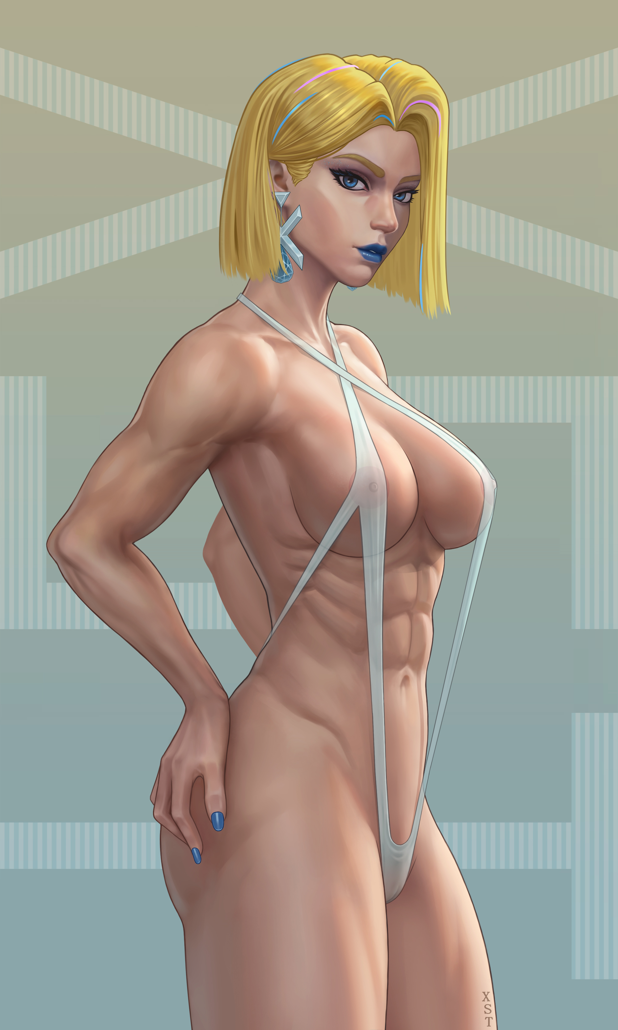3d, blonde female, blonde hair, blue eyes, emma frost, emma frost (marvel rivals), marvel, marvel rivals, milf, muscular female, solo, thick thighs, x-men, xst1536