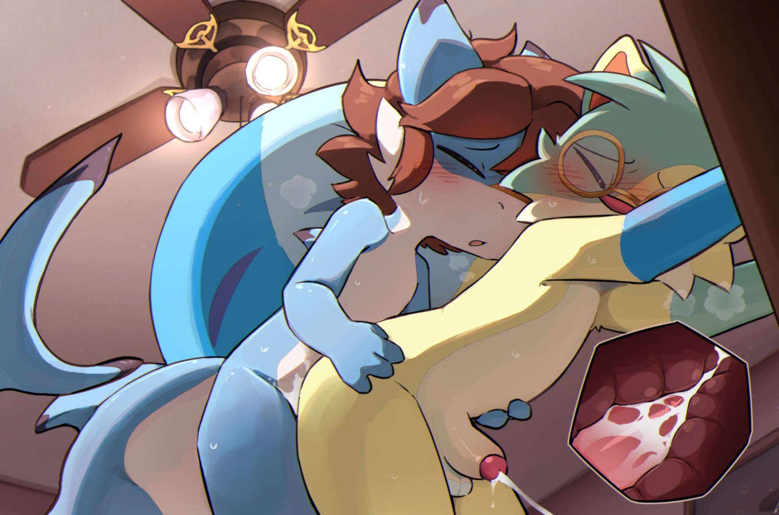 anal, anal insertion, anal sex, anthro, blush, cub, cum, cum in ass, cum inside, humanoid penis, internal view, male, male cub, male only, male penetrated, male penetrating, male penetrating male, male/male, penis, penis in ass, retro the squirrel (areretroshsl), shark, shark tail, squirrel, tapering penis, tundra (tundra shark), young, younger penetrated, younger penetrating