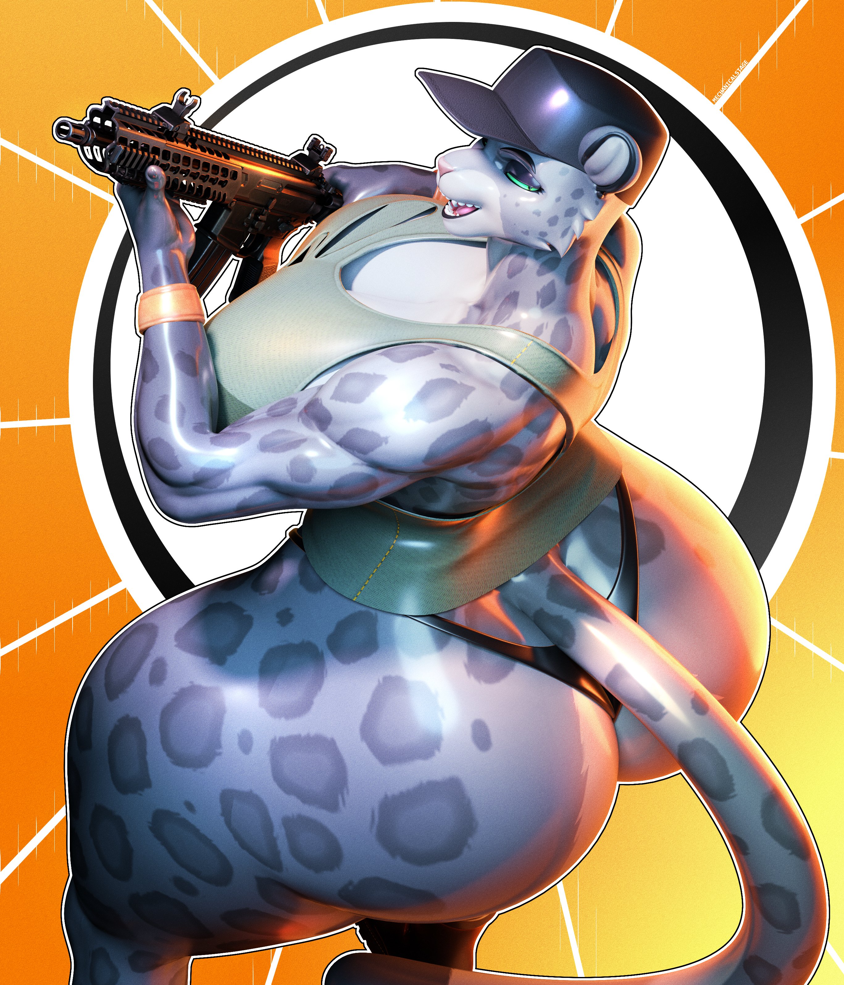 1girls, 3d, anthro, big ass, dat ass, dreamworks, dreamworks animation, kitty kat (the bad guys), looking at viewer, mechanicalstage, muscle mommy, snow leopard, snow leopard girl, snow leopard tail, tail, the bad guys, the bad guys 2, thick thighs, valorlynz, valorlynz (modeler)