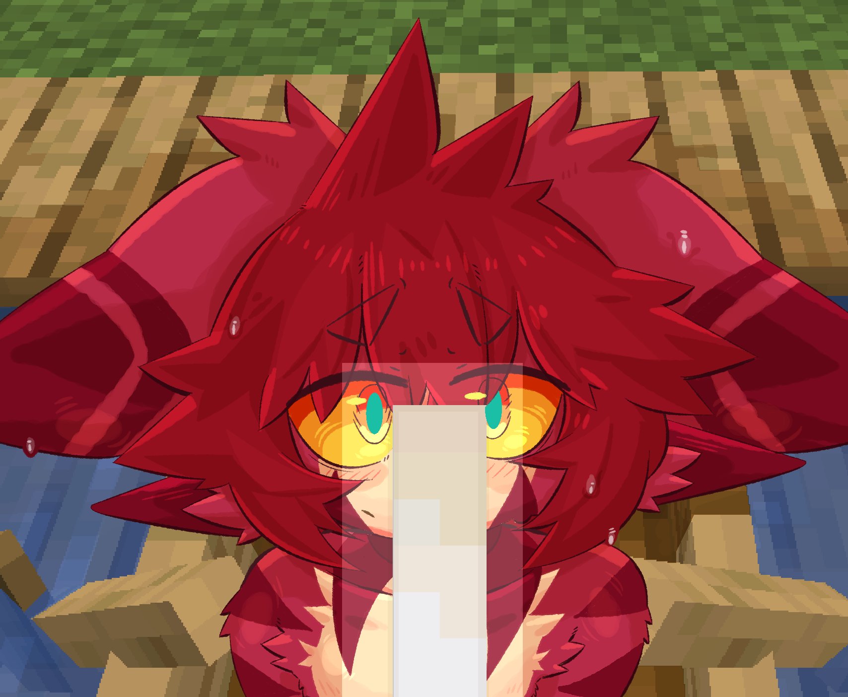 end rod, furry, gaogomon, minecraft, minecraft sheep fucker machine, tagme, text