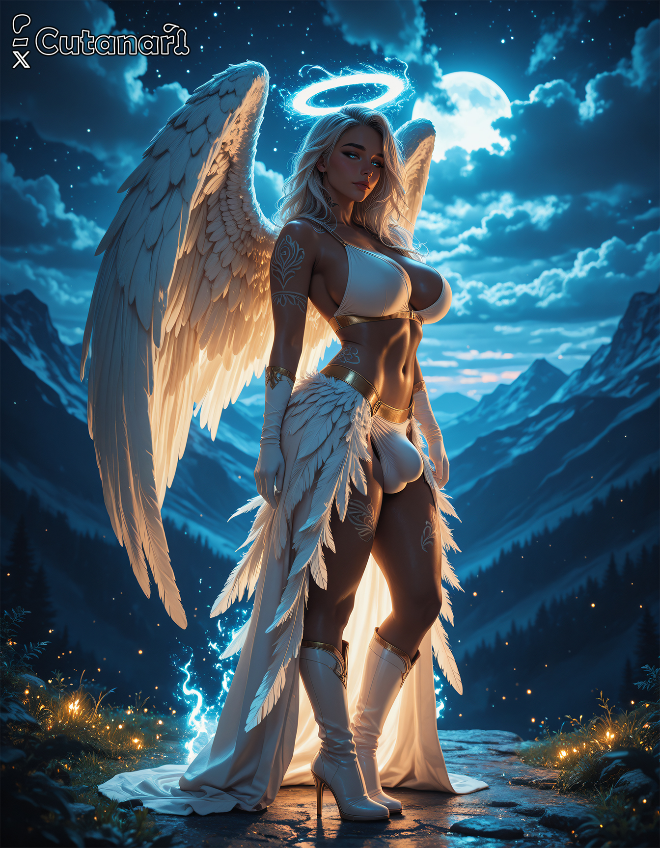 1futa, abs, ai generated, angel, angel futa, angel wings, armpits, balls, big balls, big breasts, big butt, big penis, big thighs, breasts, chest, cock, curvy, cutanari, dick, dickgirl, dickgirl only, futa only, futa sans pussy, futanari, looking at viewer, nsfw, patreon logo, patreon username, penis, perfect ass, perfect body, perfect boobs, perfect legs, ready to fuck, sexy, sexy body, sexy pose, small waist, solo, stable diffusion, testicles, uncensored, wings