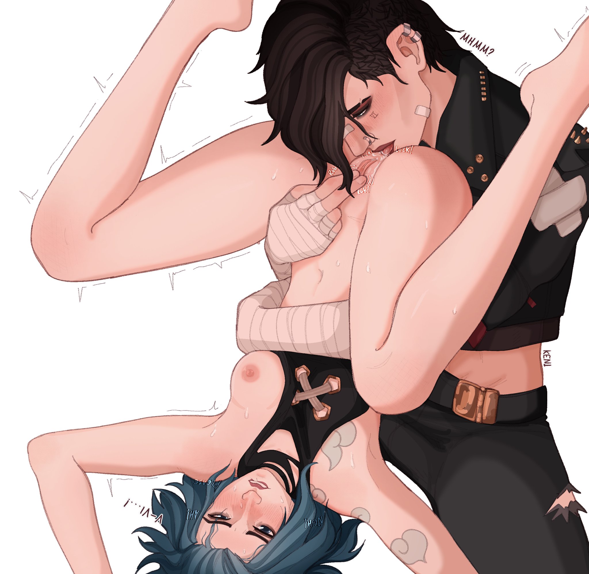 2d, 2girls, anilingus, anus, arcane, arcane brawler vi, arcane jinx, arcane vi, ass up, black hair, blue hair, blush, breasts, eating ass, female, female only, incest, jinx (league of legends), kenkogs, league of legends, licking, licking anus, pussy, rimming, rubbing, rubbing clitoris, rubbing pussy, siblings, sisters, spread legs, tattoo, tattoos, tongue, trembling, upside-down, vi, yuri