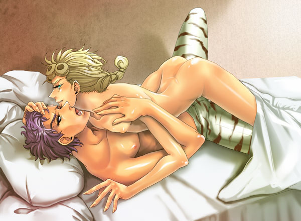 2boys gay giorno_giovanna guido_mista jojo's_bizarre_adventure male male_only multiple_males nude pants riko_(artist) tagme vento_aureo yaoi