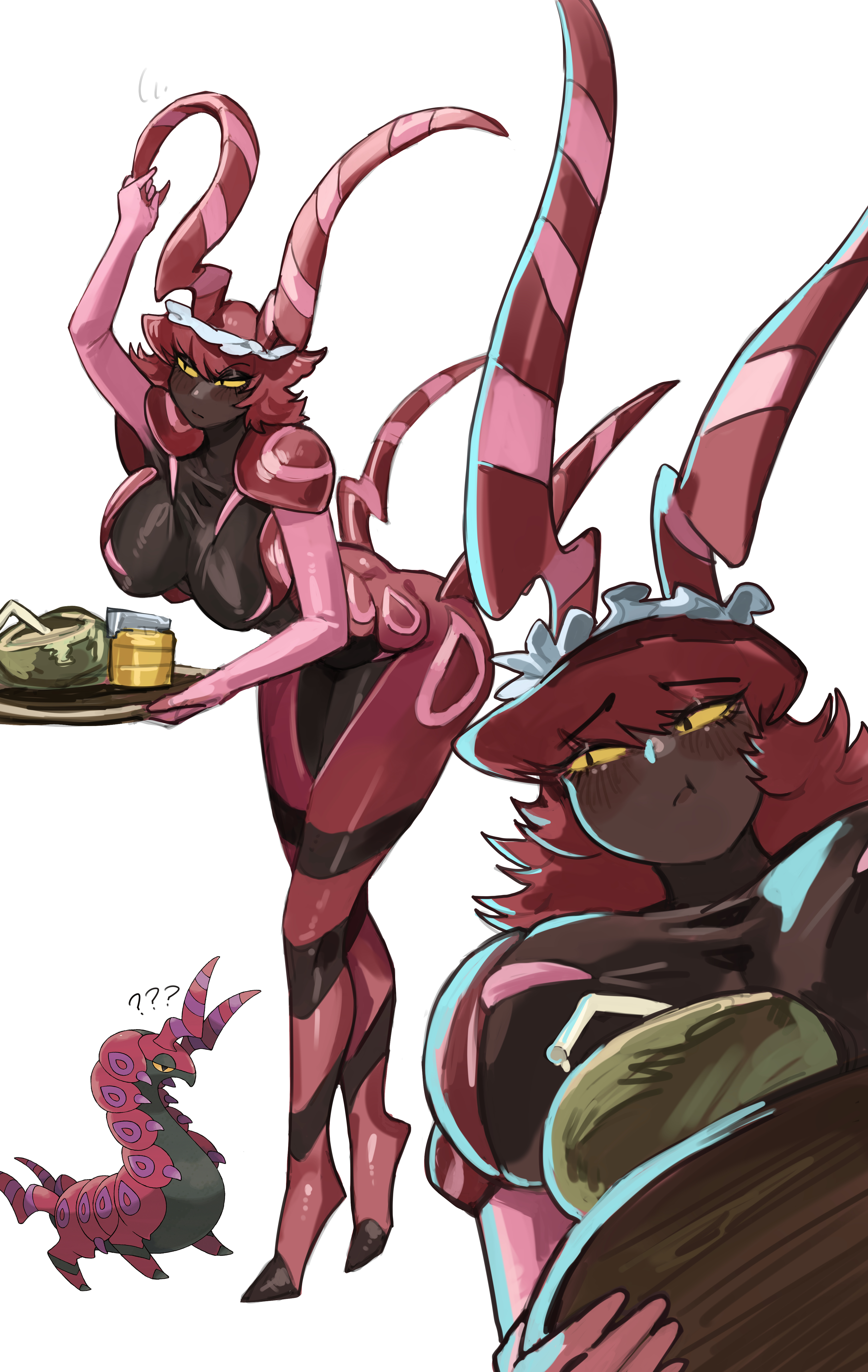2025, antennae (anatomy), gijinka, humanized, miaojiangyou, pokemon, scolipede, tagme, waitress