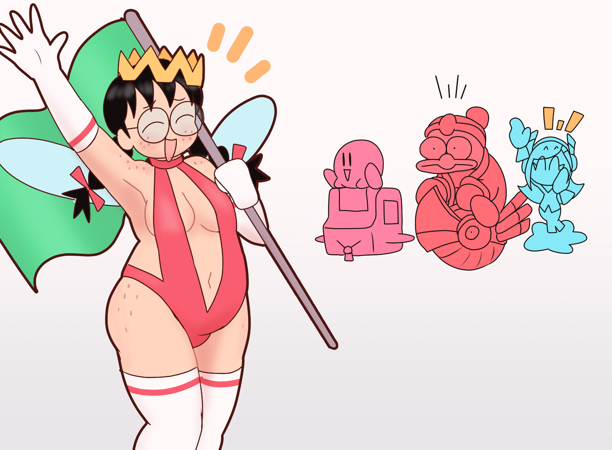 1girls, ass, breasts, chubby, compysteps, fairy queen, female, king dedede, kirby, kirby (series), queen ripple, susie (kirby), swimsuit, tagme