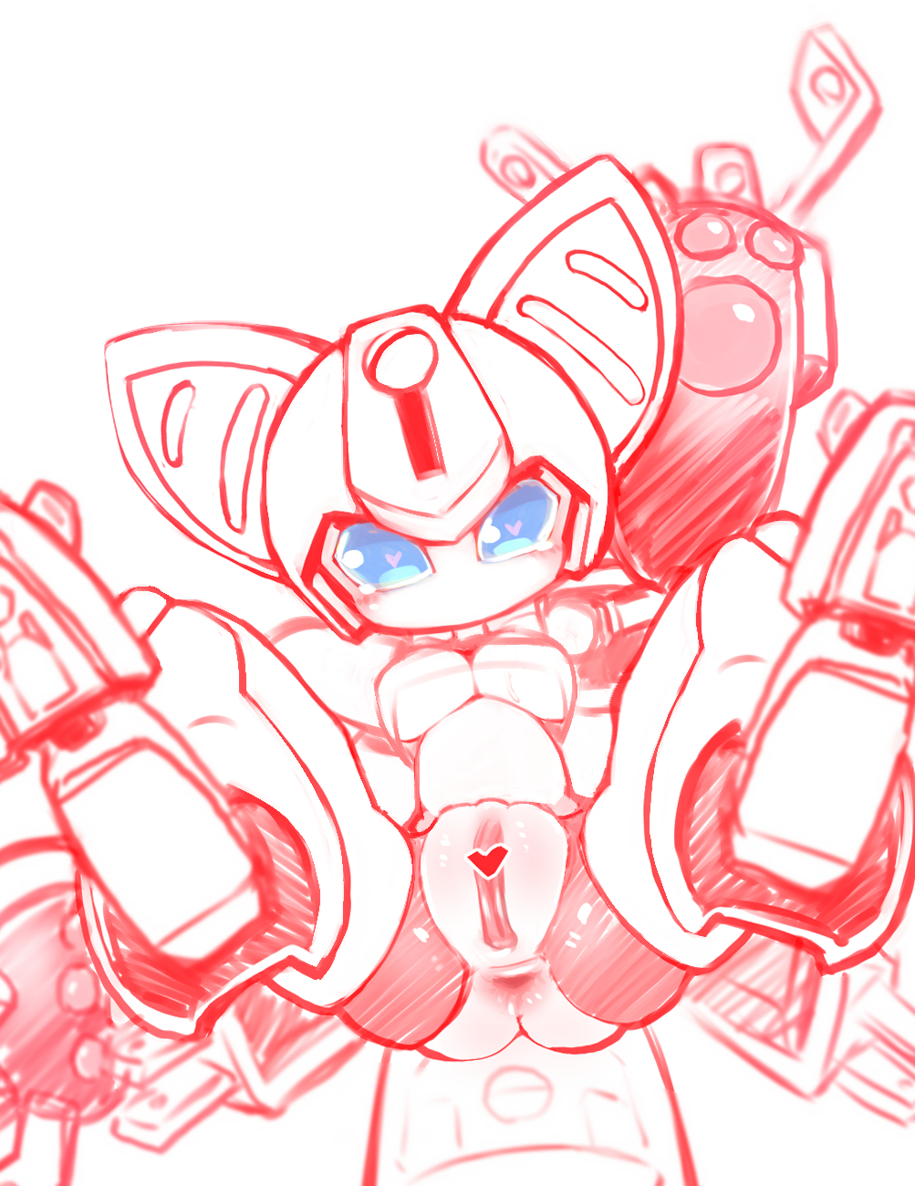 1girls anus blue_eyes breasts female female_only heart-shaped_pupils medabots medarot medium_breasts monochrome mouthless peppercat pussy robot robot_girl robot_humanoid solo solo_female t-t/u2 t_t_u2 vagina