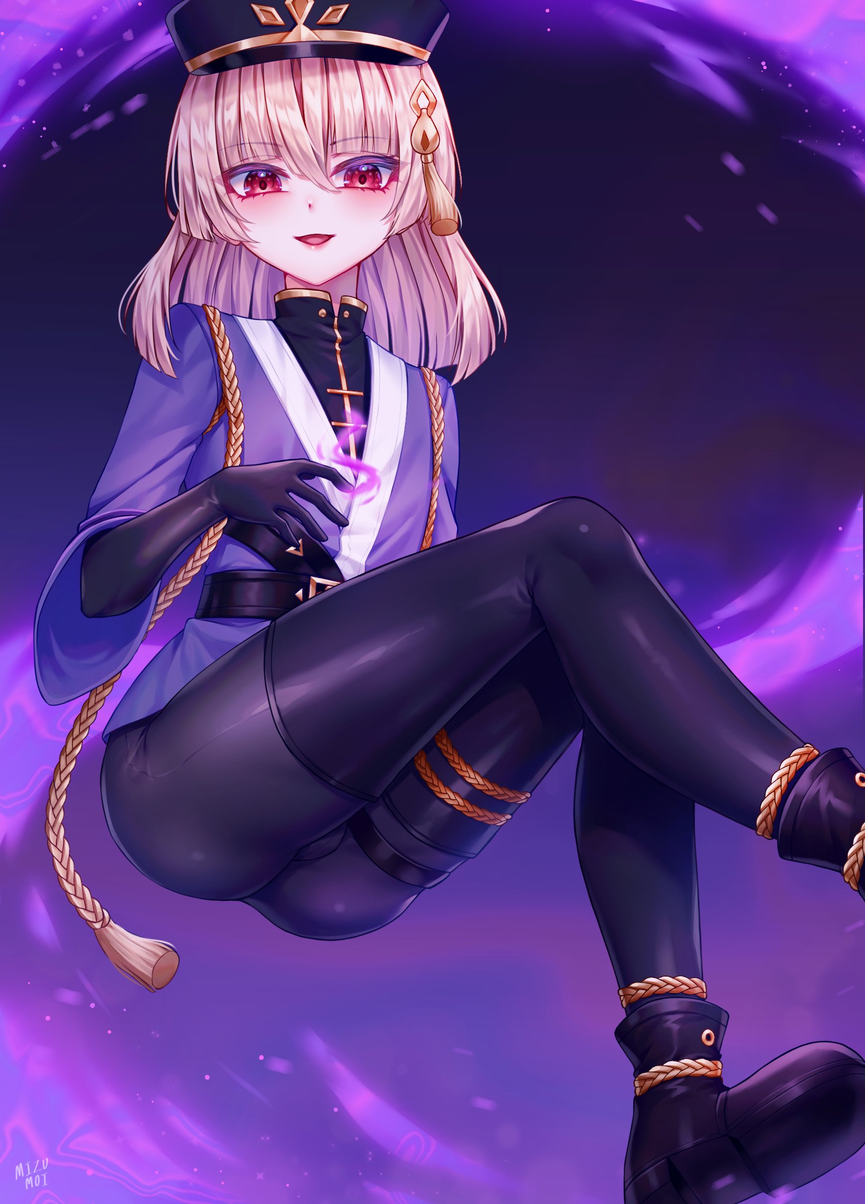 black gloves, black legwear, blonde hair, female, femboy, floating, girly, hat, image set, male, mizumizzumiz, otoko no ko, otokonoko, pink eyes, tomgirl, trap
