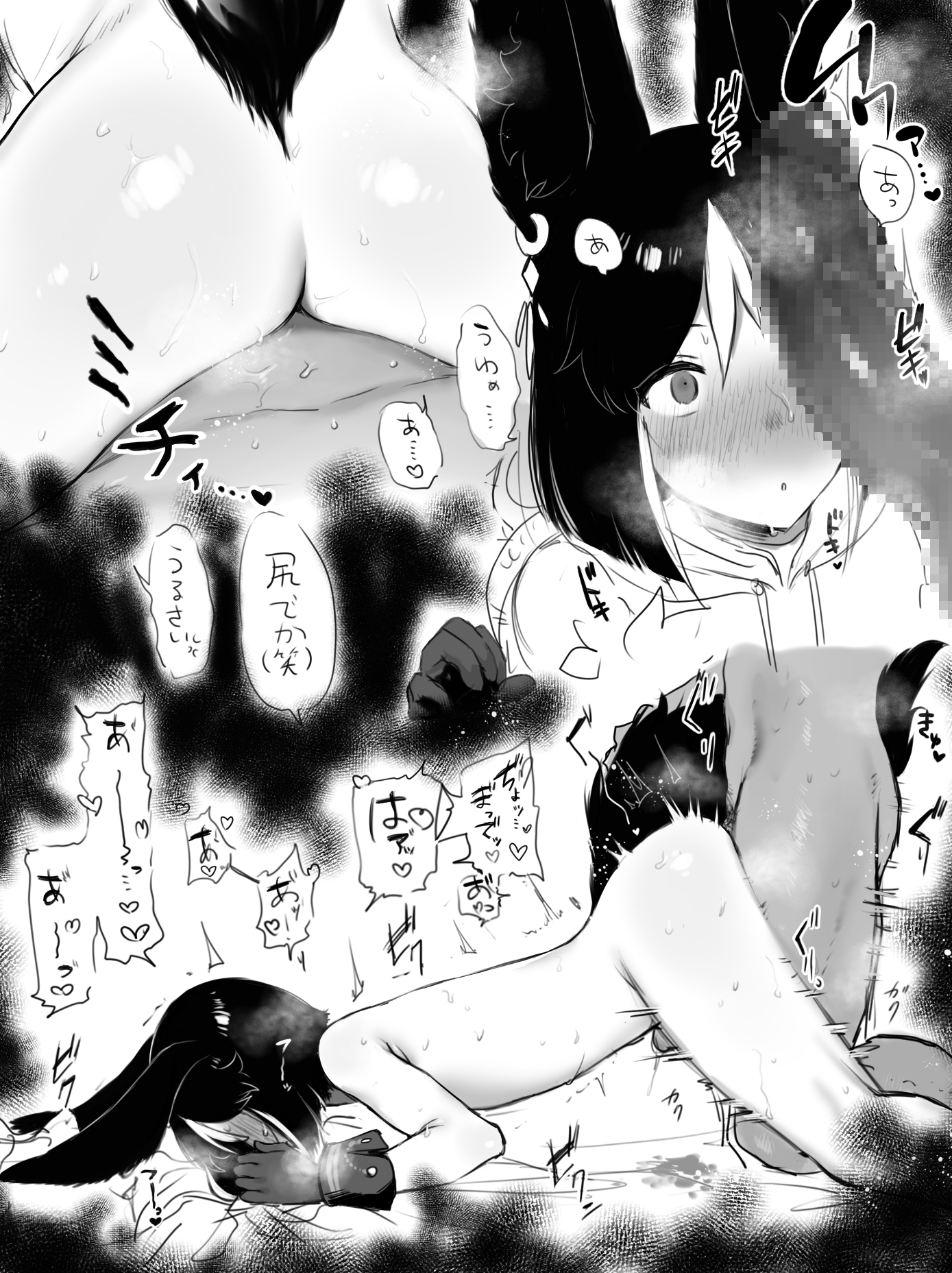 anal, ass, bigger penetrating smaller, censored, comic, female, femboy, genshin impact, girly, gloves, male, monochrome, multiple positions, otoko no ko, otokonoko, penis, solo focus, thrusting into ass, tighnari (genshin impact), tomgirl, trap, yaoi
