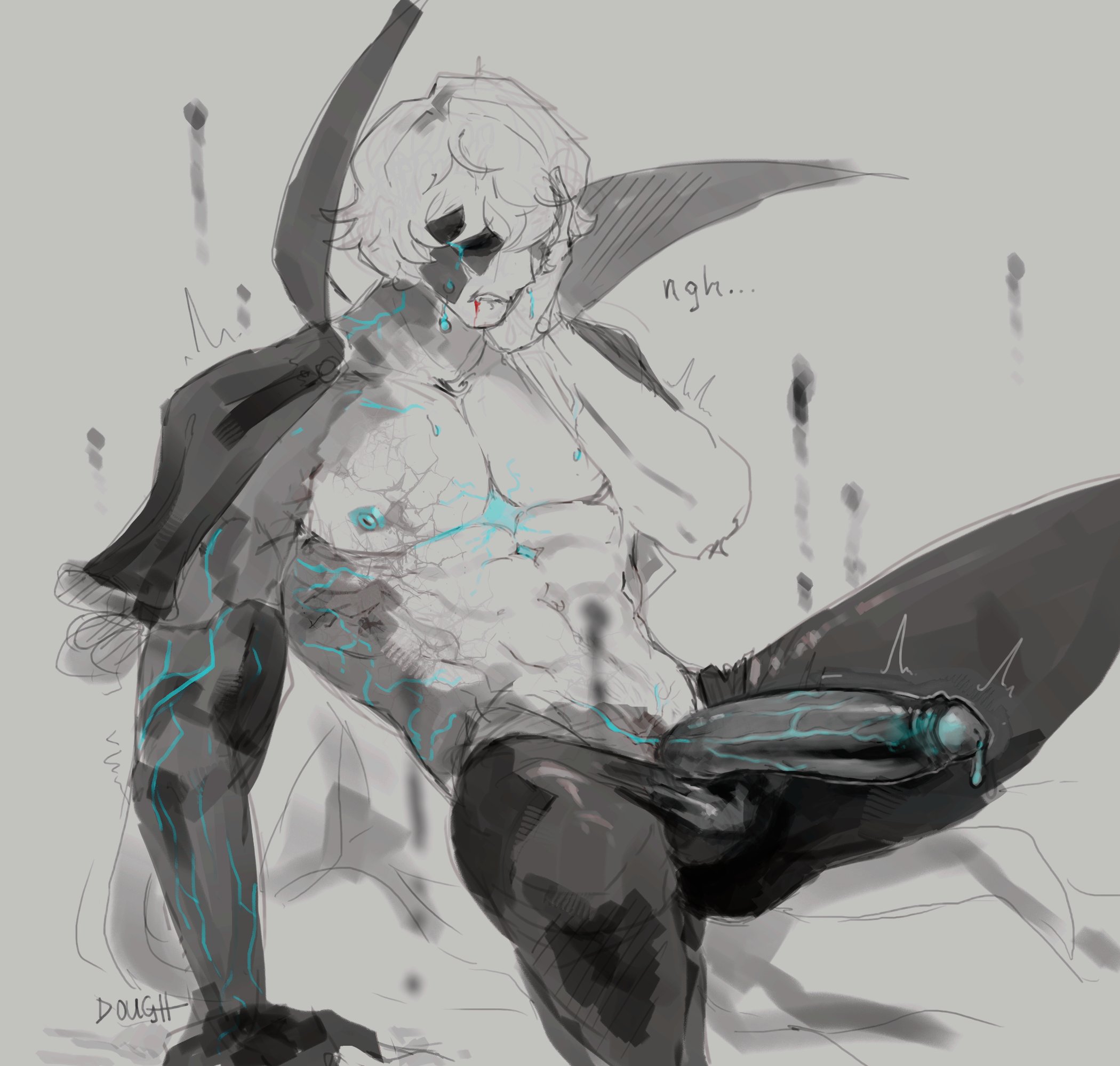 big penis, crying, dainsleif (genshin impact), genshin impact, male, male only, penis, solo male