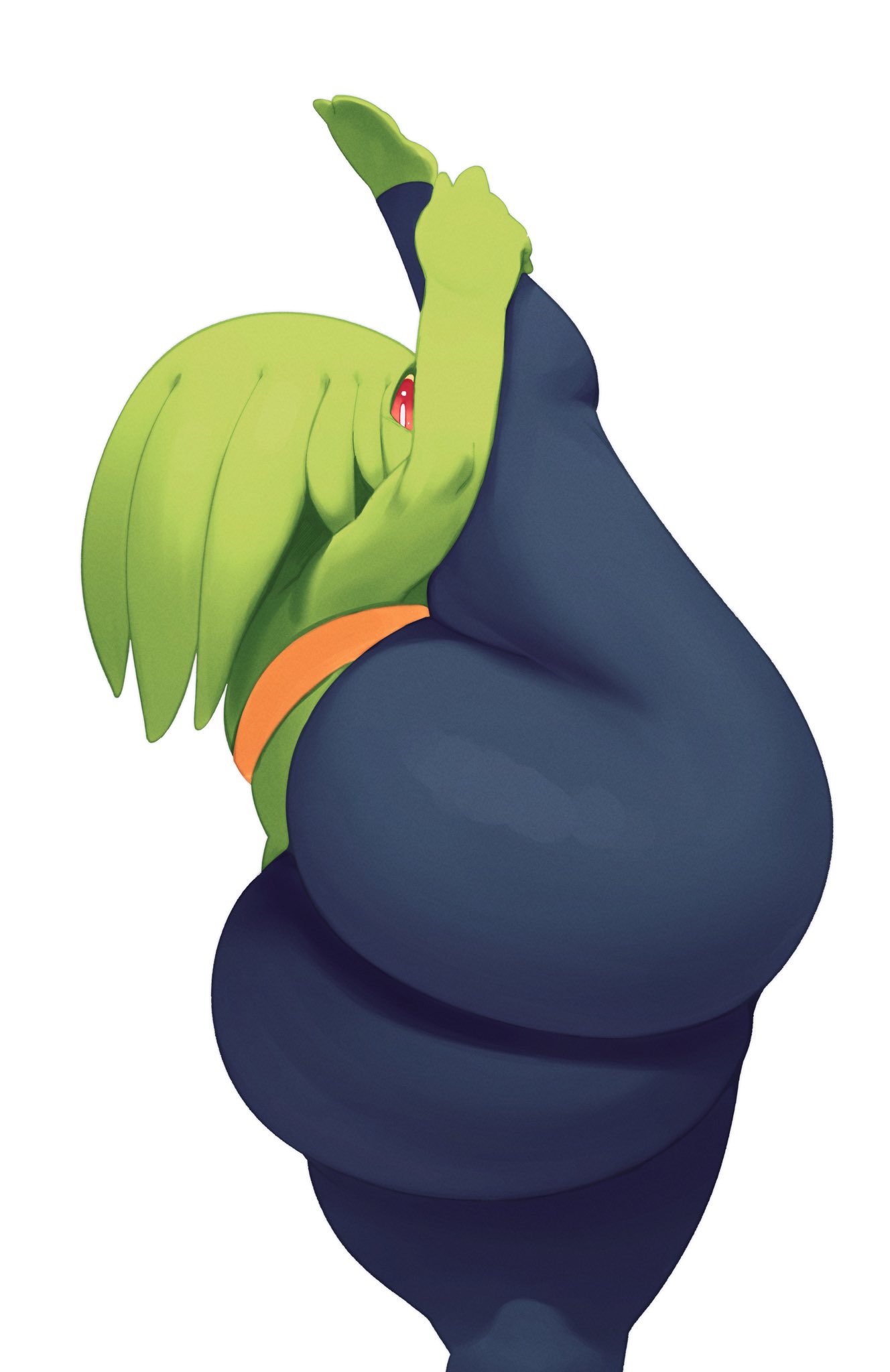 1boy alien ass big_ass bubble_butt clothing crop_top dat_ass dumptruck_ass fat_ass femboy green_skin huge_ass jay_(sqoon) large_ass leg_up looking_at_viewer looking_back male male_only pants puwa solo sqoon stretching thick_ass thick_thighs wide_hips yoga_pants