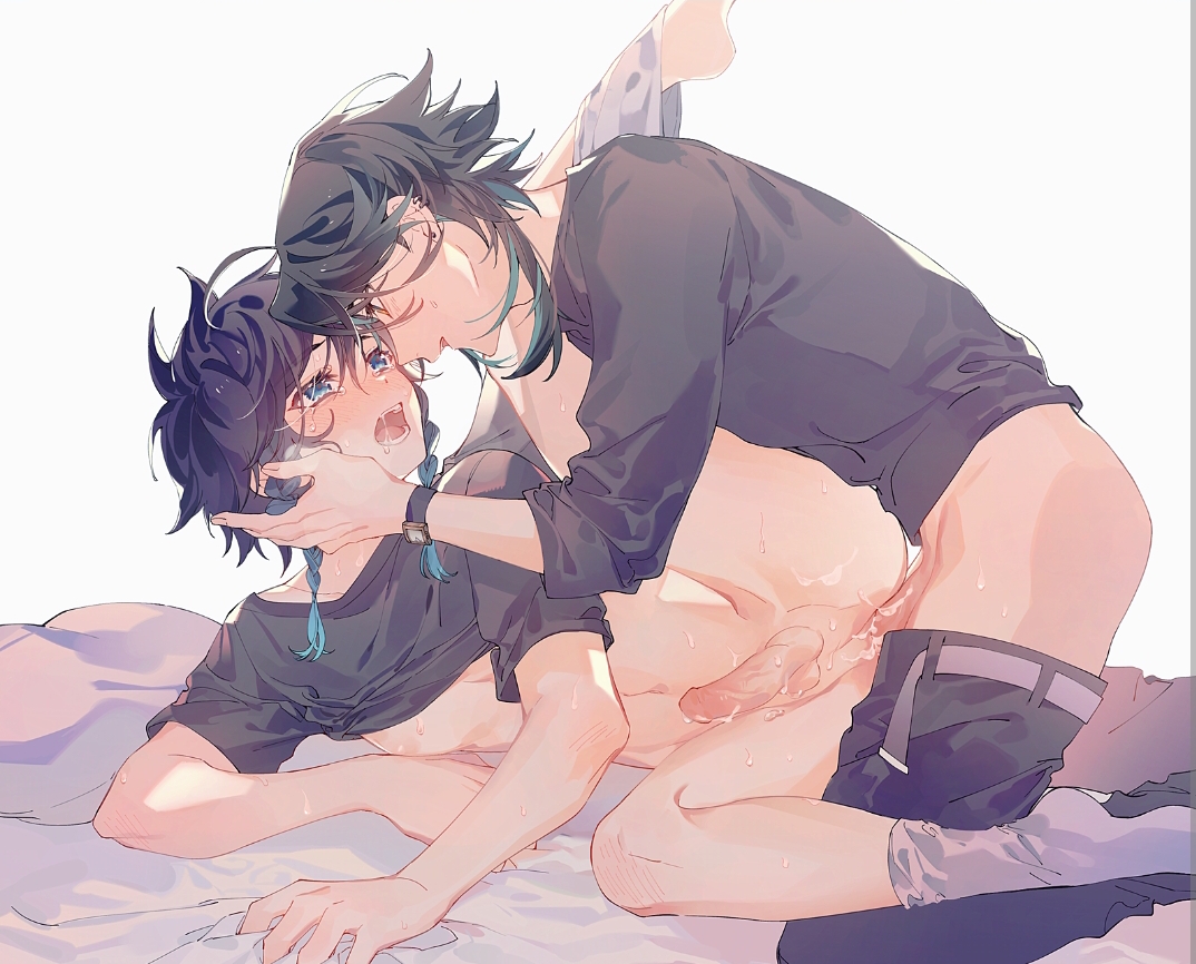 anal, anal sex, gay, gay sex, genshin impact, male, male only, penis, twink, venti (genshin impact), xiao (genshin impact), xuzhi2207, yaoi