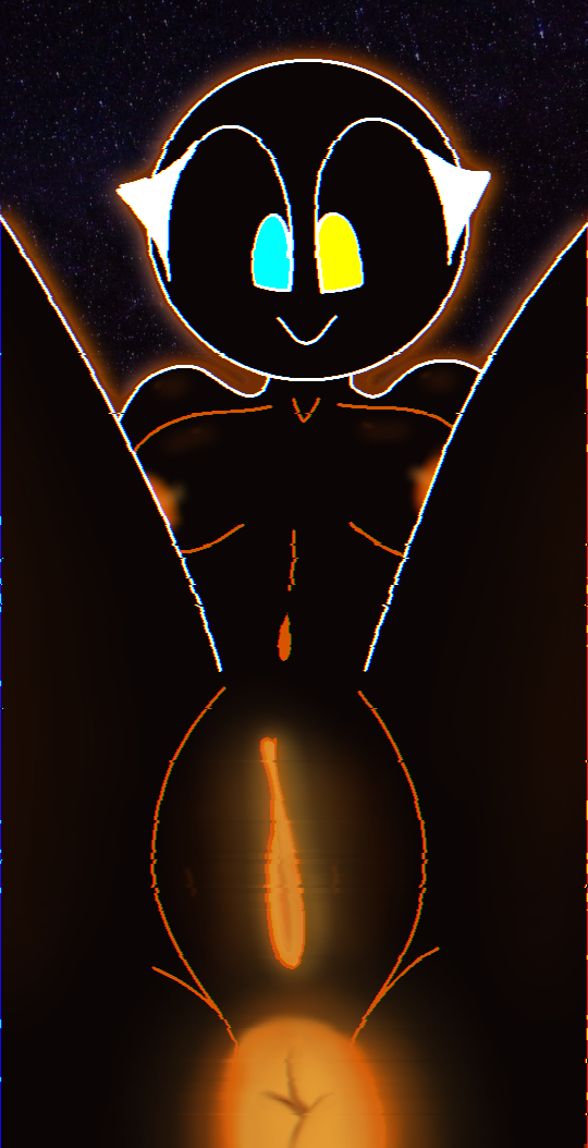 1girls anthro anus black_background black_body black_hole blue_eye breasts cute dark-skinned_male dark_skin eyelashes female female_only galaxy glowing glowing_anus glowing_genitalia glowing_pussy happy heterochromia looking_at_viewer looking_down medium_breasts navel nipples orange_anus orange_pussy original original_character presenting pussy smile smiling smiling_at_viewer smirk solo spread_legs stars thick_thighs white_eyelashes yellow_eye yocknock