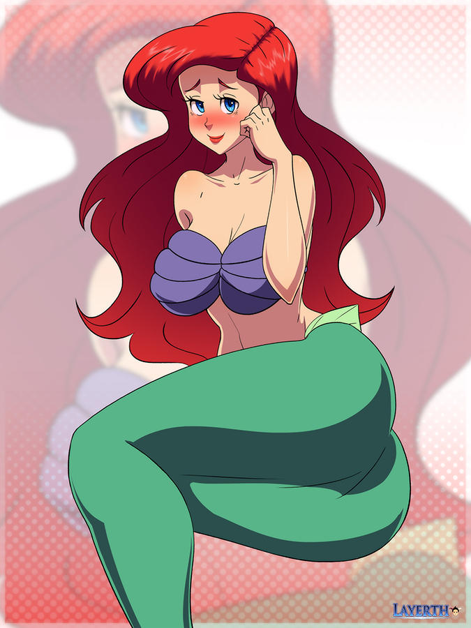 ariel ass disney female green_tail jpeg layerth looking_at_viewer looking_pleasured mermaid mermaid_ass mermaid_tail on_ground red_hair tagme the_little_mermaid