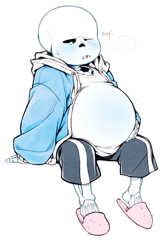 1boy 2d animated_skeleton blue_blush blush blush_lines dialogue ectobody frostious fully_clothed grabbing_own_belly heavily_pregnant holding_belly male_only male_pregnancy mpreg one_eye_closed sans simple_background sitting skeleton solo sweat sweatdrop text touching_own_belly undertale undertale_(series) white_background