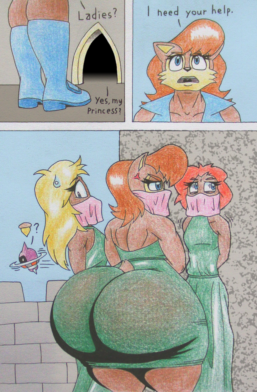 anthro ass ass_focus bottom_heavy canonical_scene dress dumptruck female hyper_ass large_ass not-quite-anonymous sally_acorn snaphappy sonic_(series) sonic_the_hedgehog_(series) thick_ass thick_thighs